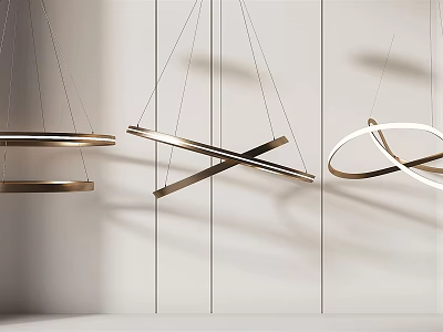 Modern Metal Pendant Lights with Ring Cross Bar and Circular Design Styles 3d model