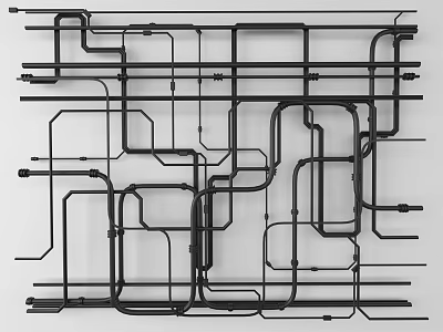 Industrial Black Pipes System With Complex Interconnected Layout And Structure 3d model