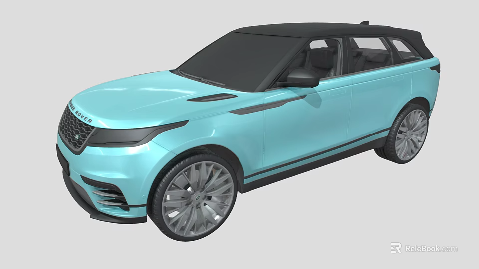 Light Blue SUV Featuring Black Roof Silver Wheels And Front Grille Design 3d model