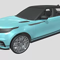 Light Blue SUV Featuring Black Roof Silver Wheels And Front Grille Design 3d model