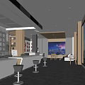 Modern Hotel Lobby Interior With Reception Desk Seating Area And Ambient Lighting 3d model