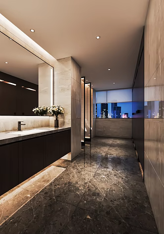 Modern Toilet Public Toilet Hotel Toilet Mirror Washbasin Toilet Door 3d model