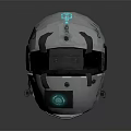 Futuristic Silver Helmet With Blue Glowing Logo And Transparent Visor MAX-78 Label