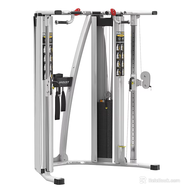 Multi Functional Fitness Equipment With Sturdy Metal Frame Cable System And Adjustable Handles 3d model 