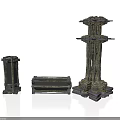Ornate Scene Building Components Featuring Tall Pillar Short Column And Horizontal Base 3d model