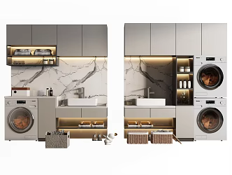 Modern Washing Machine Cabinet Balcony Cabinet Washing Machine 3d model