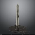 White Taper Candle On Decorative Metal Base With Loop Stand