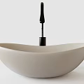 Modern Minimalist White Ceramic Above Counter Bowl Wash Basin With Black Faucet