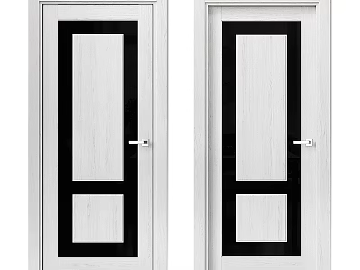 Modern White Swing Door with Black Frame and Panel Design for Home Interior 3d model