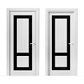 Modern White Swing Door with Black Frame and Panel Design for Home Interior