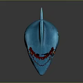 Realistic Blue Shark Head With Red Eyes Open Mouth And Sharp Teeth Details