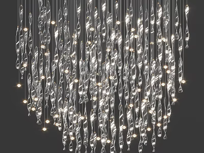 Elegant Crystal Chandelier With Hanging Glass Beads And Warm Sparkling Light 3d model