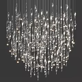 Elegant Crystal Chandelier With Hanging Glass Beads And Warm Sparkling Light