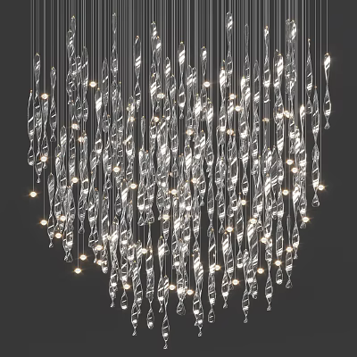 Elegant Crystal Chandelier With Hanging Glass Beads And Warm Sparkling Light 3d model