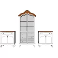 Classic White Display Cabinet With Red Top Glass Door And Side Drawer Cabinets