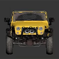 Yellow Jeep Wrangler With Black Roof And Large Off Road Tires