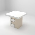 Modern Geometric Side Table With White Marble Top And Unique Metal Base Design