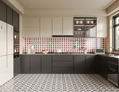 French Middle Style Kitchen 3d model