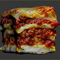 Layered Decorative Household Item Featuring Red And White Lasagna Like Design