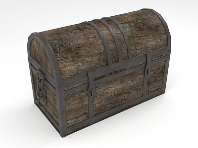 Vintage Wooden Chest With Metal Straps And Rustic Wood Texture Design 3d model