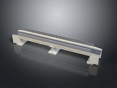 Modern Architectural Bridge Model With White Supports Glass Barrier And Gray Structure 3d model
