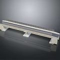 Modern Architectural Bridge Model With White Supports Glass Barrier And Gray Structure