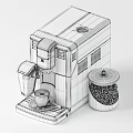 Modern Kitchen Coffee Machine With Espresso Cup Coffee Beans Container And Cinnamon 3d model
