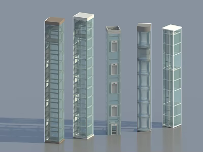 Modern Glass Elevator Designs With Various Structural Styles And Transparent Panels 3d model