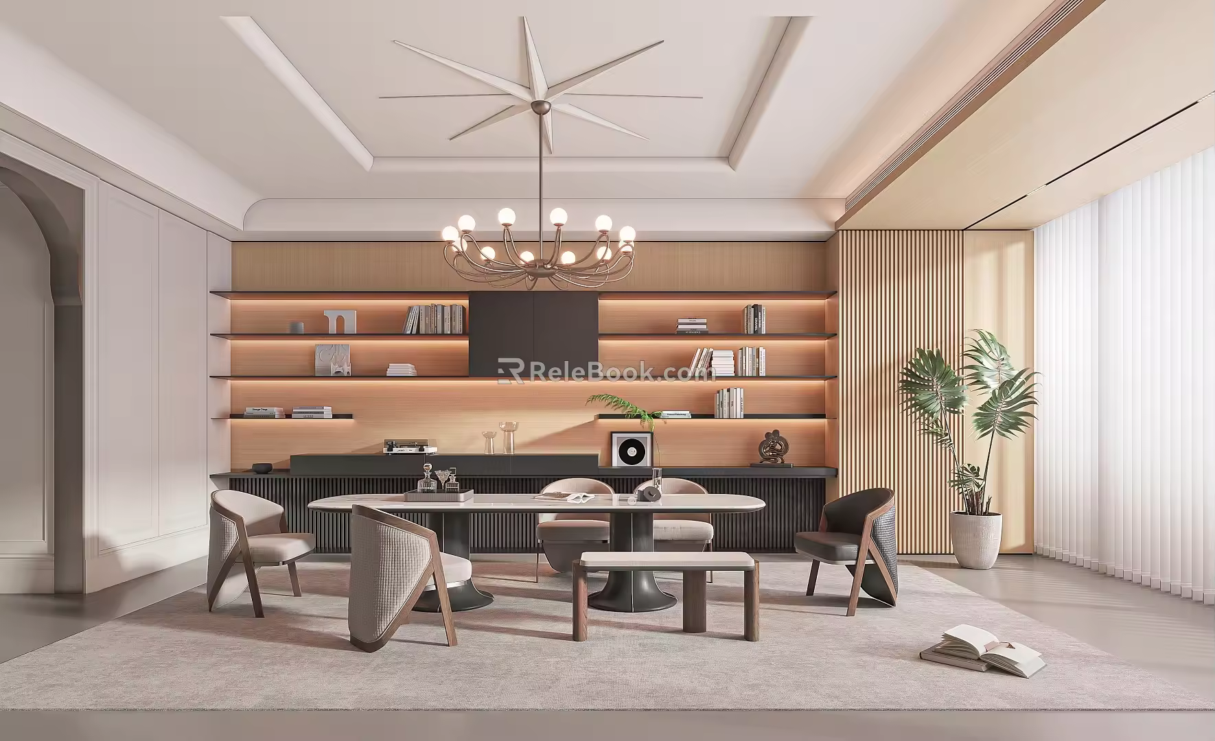 Modern dining table and chair combination 3d model
