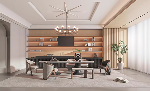 Modern dining table and chair combination 3d model
