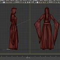 Maroon Medieval Robe With Long Sleeves Golden Trim And Hooded Design