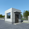 Industrial Factory Water Storage Facility With Metal Railing And Green Trees Background