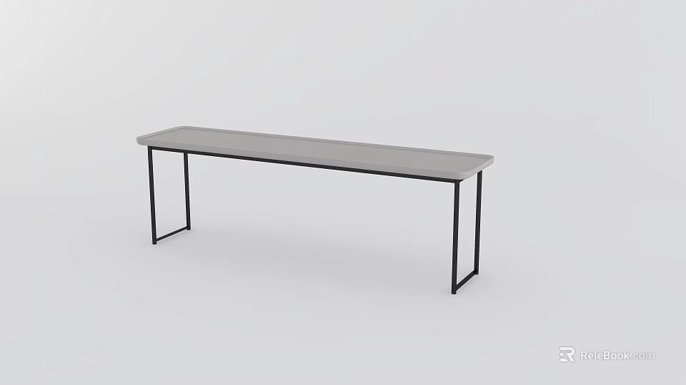 Modern Minimalist Rectangular Coffee Table With Gray Top And Black Metal Frame 3d model