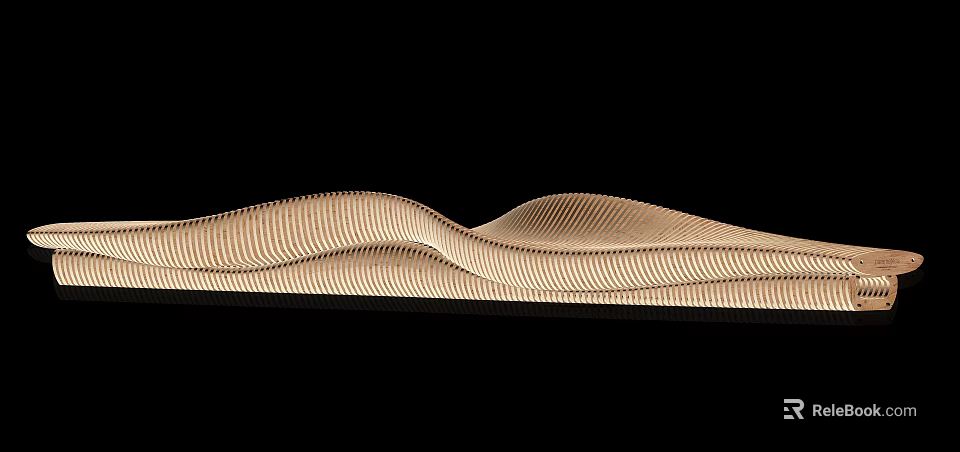 Wavy Public Chair With Striped Texture And Modern Design For Public Spaces 3d model 