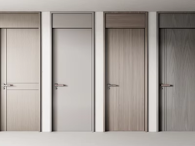 Modern Hinged Doors With Four Different Wood Grains And Colors For Interior Design 3d model