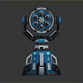 Modern Tech Inspired Mechanical Device Featuring Circular Structure Blue Black Design