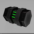 Modern Dark Metallic Tech Structural Component With Illuminated Green Stripes And Reflective Panels 3d model