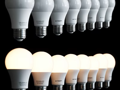 LED Light Bulbs Arranged in Row with Illuminated and Non Illuminated Variants 3d model