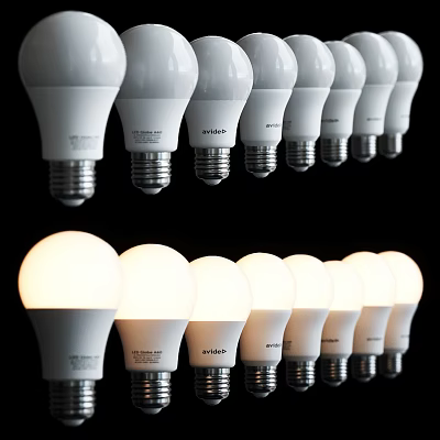 LED Light Bulbs Arranged in Row with Illuminated and Non Illuminated Variants 3d model