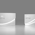 Modern Luxury Reception Desk With White Curved Design And Illuminated Logo