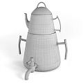 Daily Electrical Appliance Golden Kettle On Silver Base With Handles And Faucet