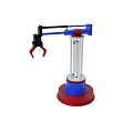 Mechanical Arm Device With Red Base Transparent Cylinder And Blue Clamp Structure 3d model