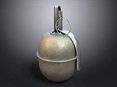 Military Hand Grenade Weapon with Metal Body A35-45 Marking Fuse Ring and Pin Component 3d model