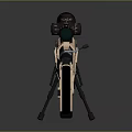 Golden Sniper Rifle with Scope and Tripod on Gray Background with Reflection