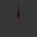 Red Mechanical Sword Featuring Sharp Blade And Metallic Design Elements