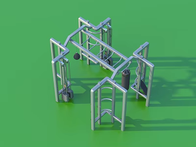 Outdoor Multifunctional Sports Equipment with Metal Frame and Training Components for Fitness 3d model