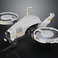 Futuristic White Drone With Yellow Stripes Two Large Rotors Advanced Design Model 634CS