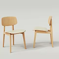 Elegant Modern Wooden Dining Chairs With Curved Backrest And Padded Seats