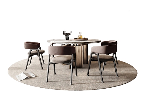 Minotti Miloti Dining Table and Chair Combination 3d model