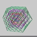 Modern Geometric Locker With Colorful Grid And Green Polyhedron Frame Structure